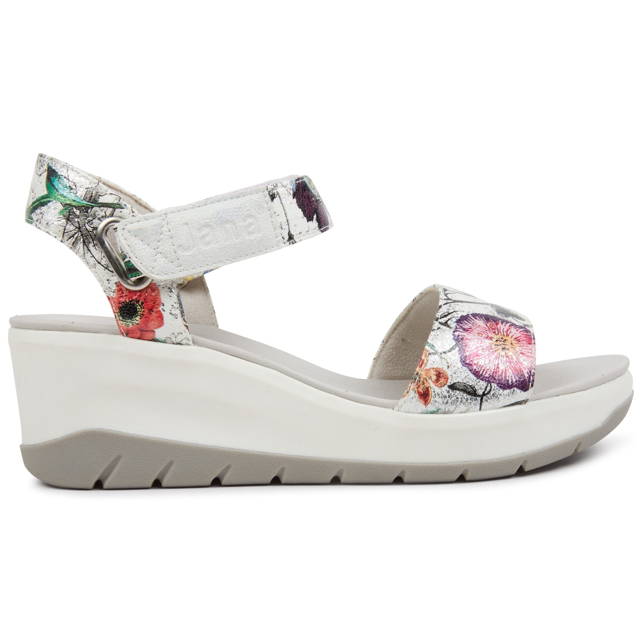 Buy Shoetopia White Floral Printed Wedge Sandals Online